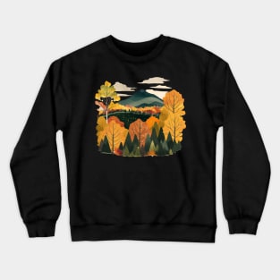 New England Autumn Leaves Landscape Illustration Crewneck Sweatshirt